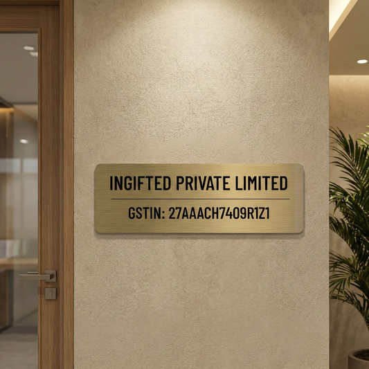 InGifted corporate signature nameplate with elegant design and personalized engraving on a sleek base.