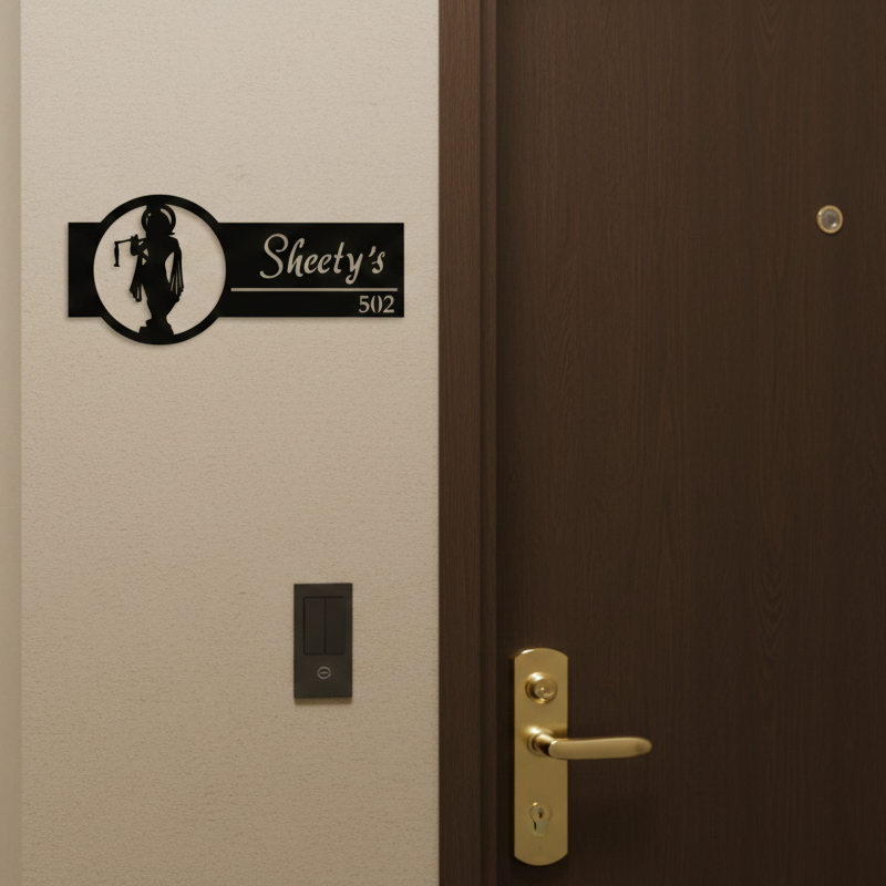 Divine Krishna Theme Name Plate