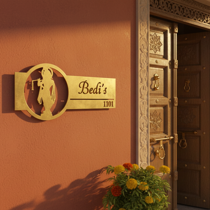 Divine Krishna Theme Name Plate