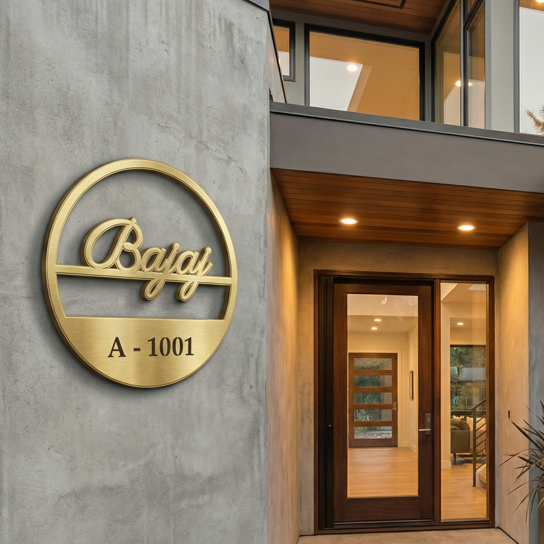 Elite Round Name Plate by InGifted featuring a sleek design with customizable text and a polished finish.