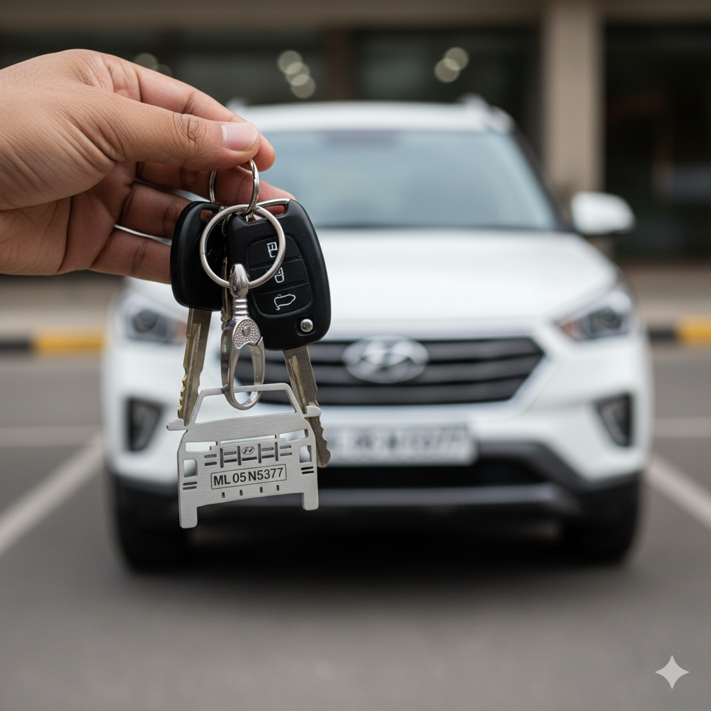 Hyundai custom car keychain by InGifted featuring a sleek design and durable materials for everyday use.