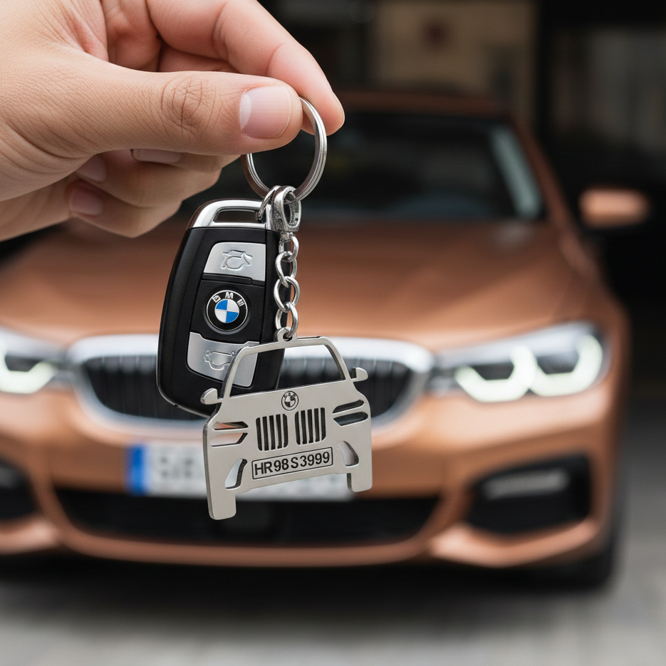BMW custom car keychain by InGifted featuring a sleek design and durable material, perfect for car enthusiasts.