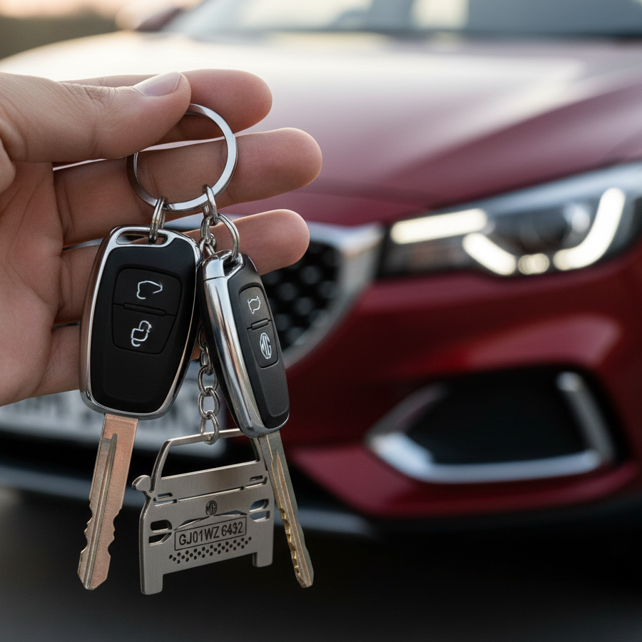 InGifted MG Custom Car Keychain featuring a sleek design and personalized car emblem detail.