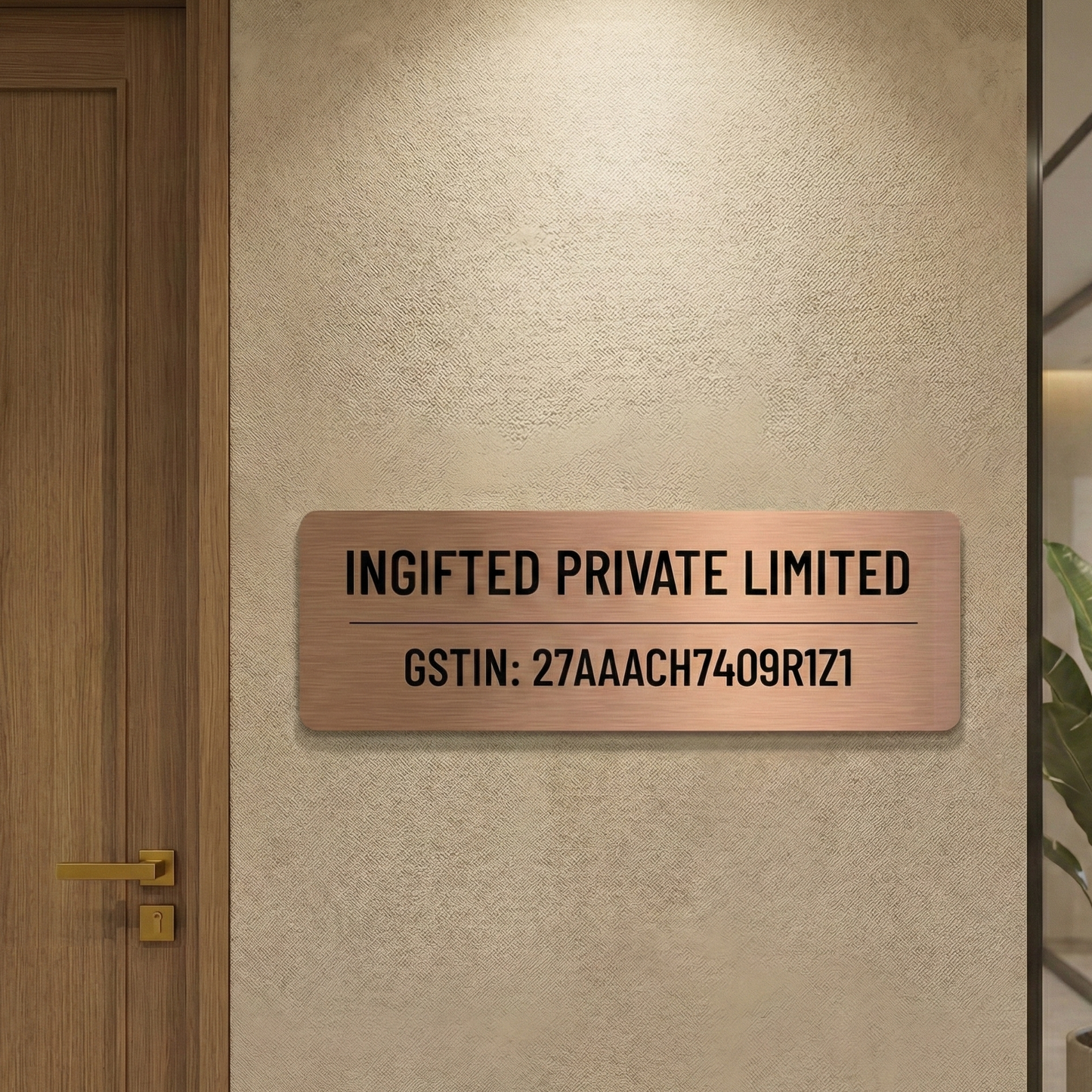 InGifted Corporate Signature Nameplate with elegant design and customizable name display on a polished surface.