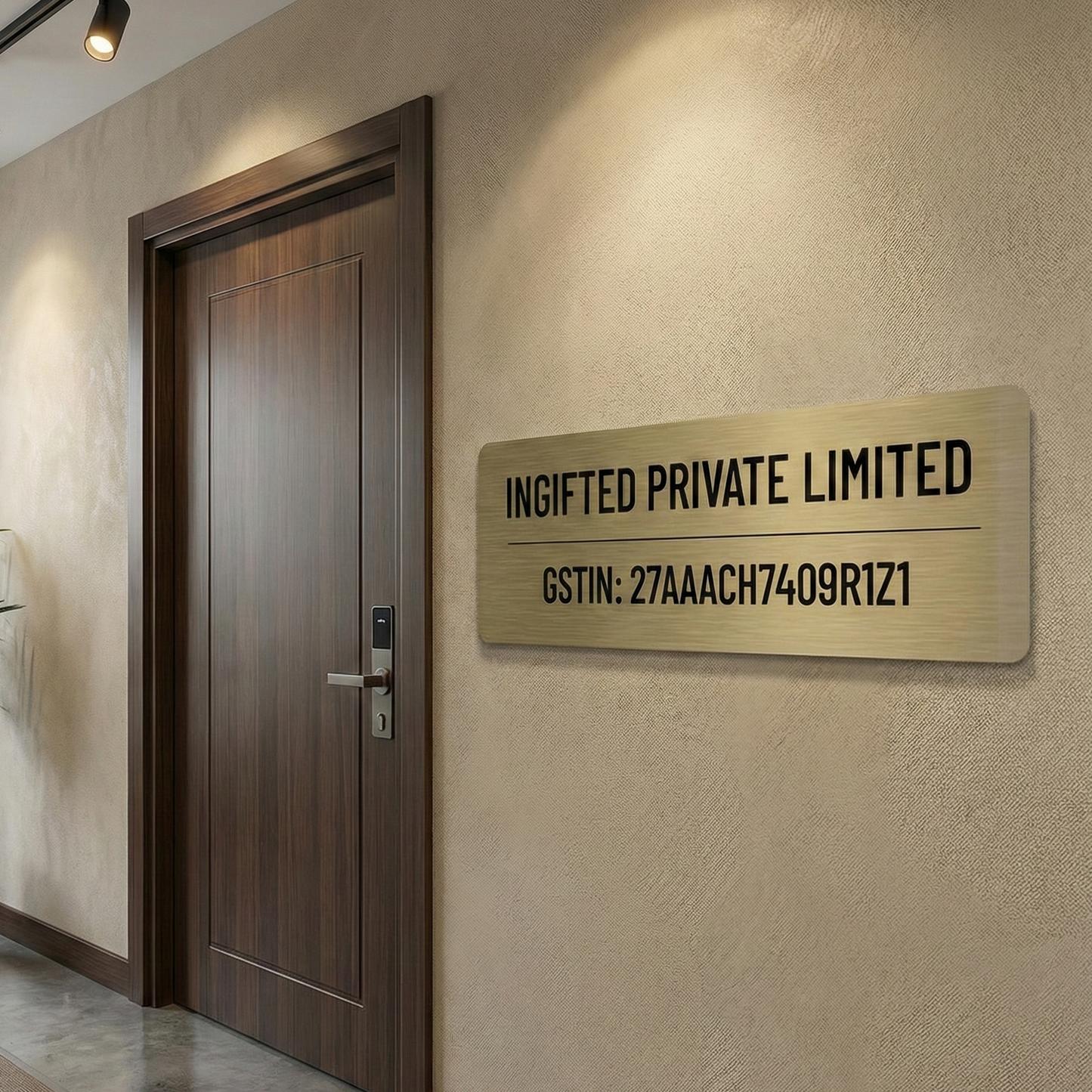 InGifted Corporate Signature Nameplate with elegant design and personalized text for professional office settings.