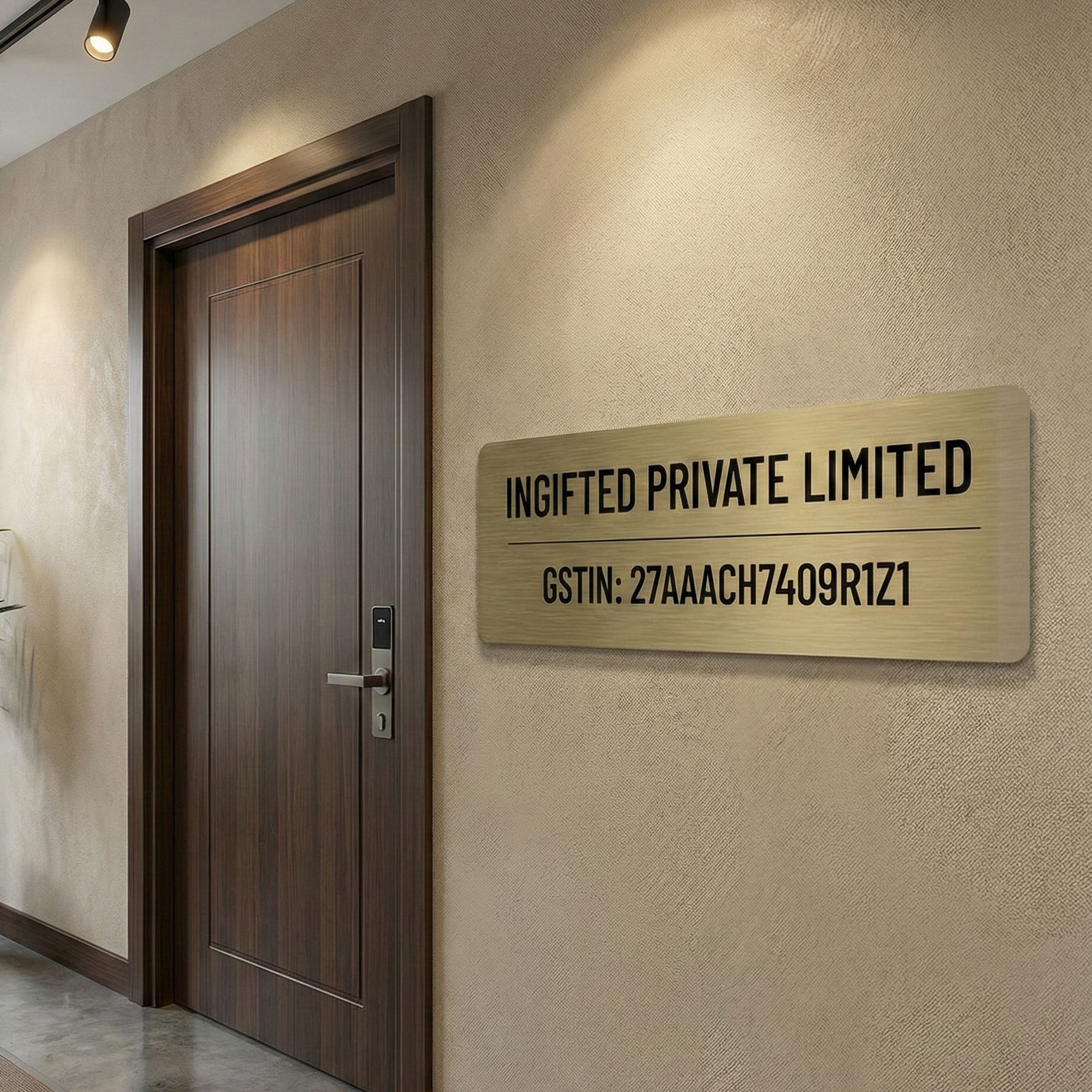 InGifted Corporate Signature Nameplate with elegant design and personalized text for professional office settings.