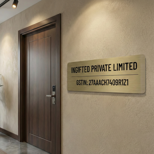 InGifted Corporate Signature Nameplate with elegant design and personalized text for professional office settings.